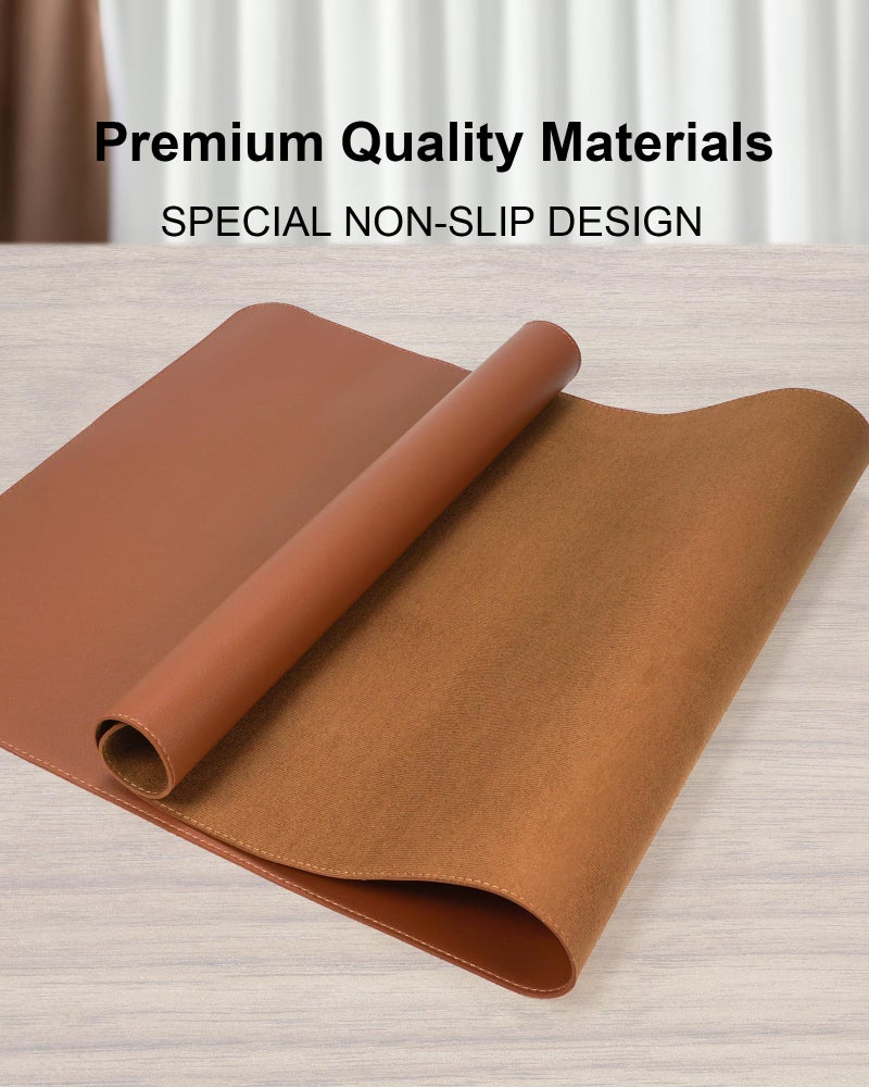 AFIING Leather Mouse Pad & Desk Blotter Mat - Non-Slip PU Laptop Desk Pad, Waterproof Writing Pad for Office & Home (Brown, 36" x 17") - Image 2
