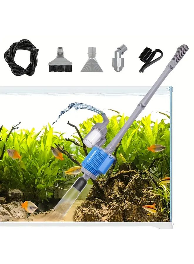 Grey 6 In 1 Automatic Aquarium Gravel Cleaner Vacuum Water Change Tool - Image 2