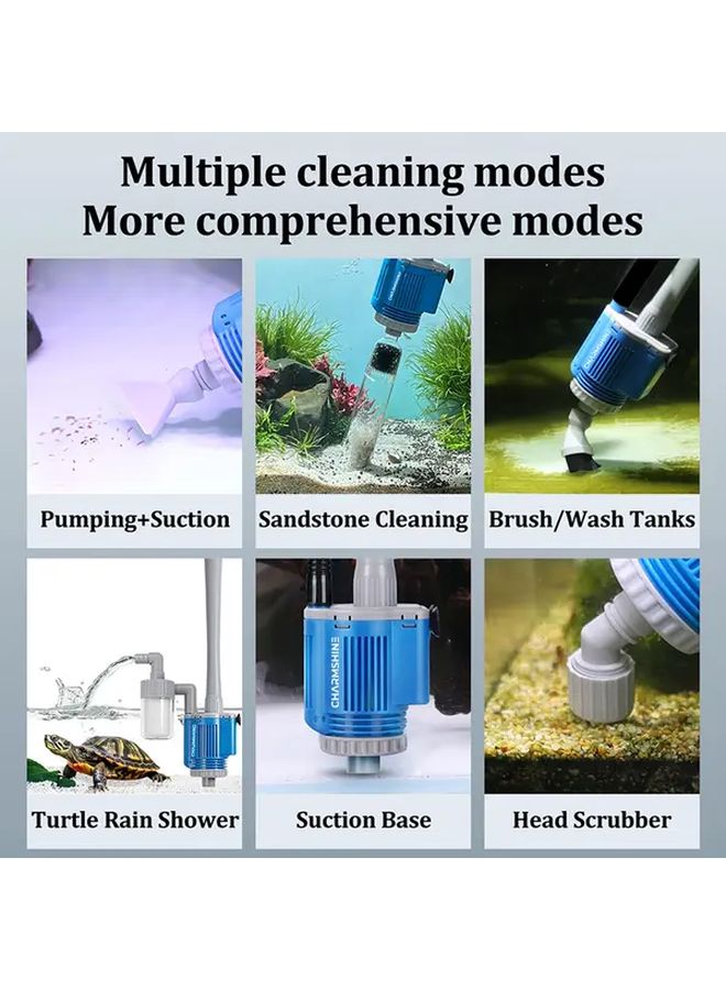 Grey 6 In 1 Automatic Aquarium Gravel Cleaner Vacuum Water Change Tool - Image 4