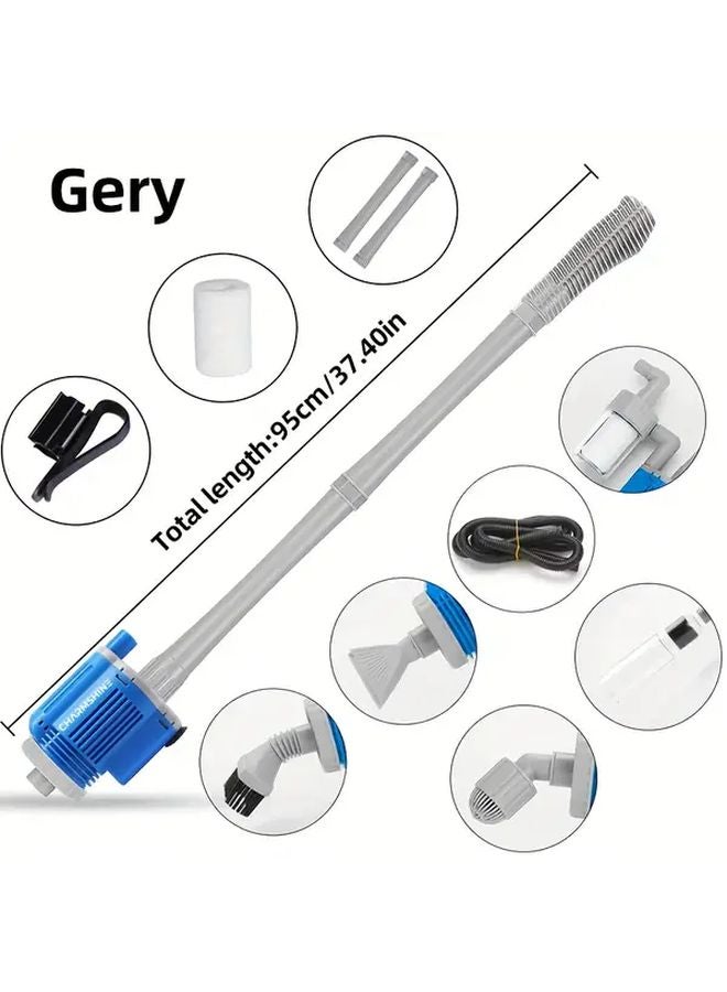 Grey 6 In 1 Automatic Aquarium Gravel Cleaner Vacuum Water Change Tool - Image 1