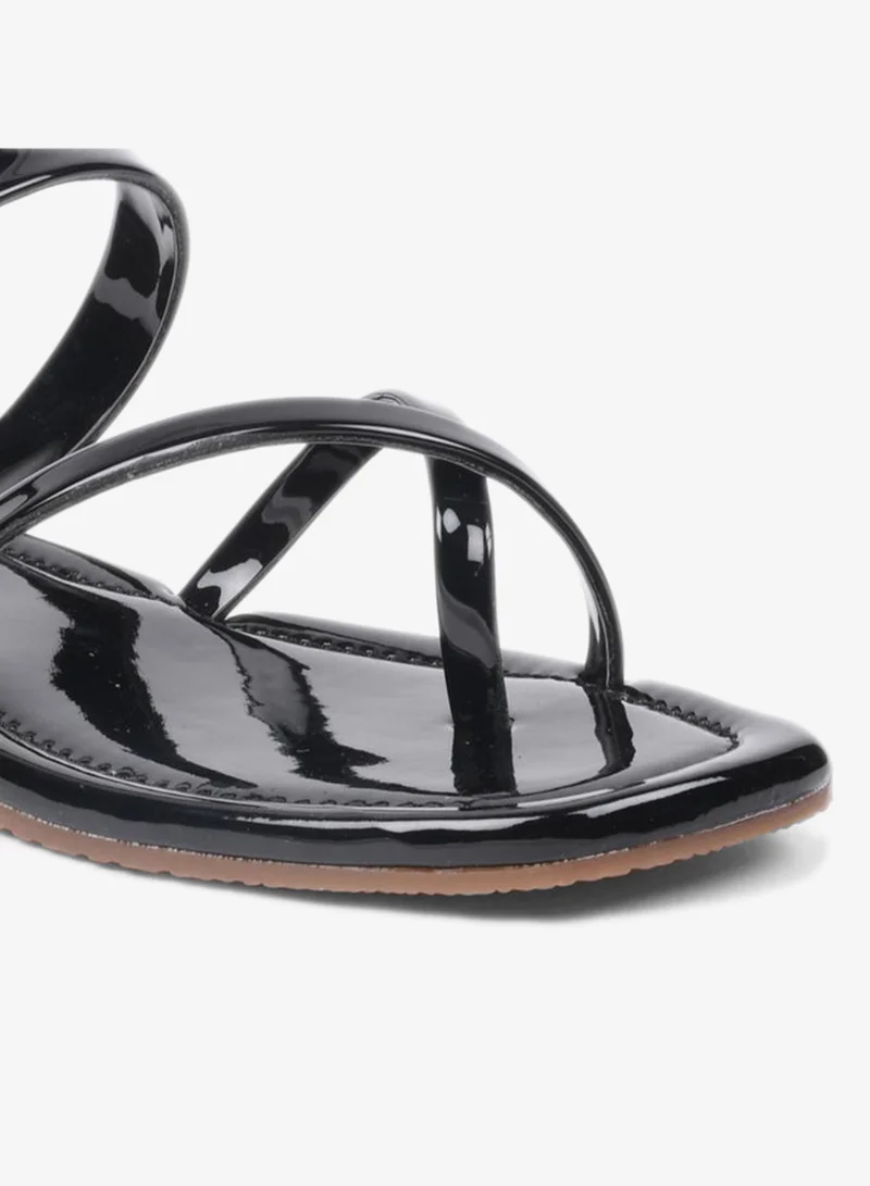 GNIST Plain Cross Toe Strappy Flat Sandals