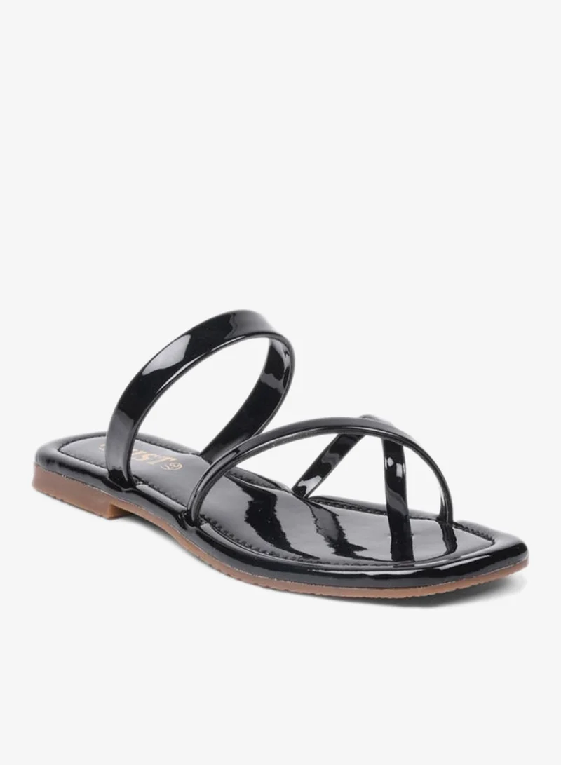 GNIST Plain Cross Toe Strappy Flat Sandals