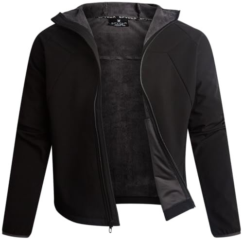 Spyder Mens Softshell Jacket - Faux Fur Lined Water Wind Resistant Performance Mens Fleece Jacket for Hiking Running Jogging, Size Large, Black Raven - Image 3