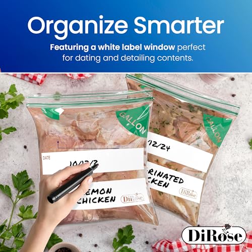 DiRose Gallon Bags Pack of 250 – 1 Gallon Reclosable Storage Bags – Practical and Durable Design – Food Safe Non-BPA Material – Easy Zip Closure – Ideal for Food, Snacks, Dog Treats, Organizing - Image 5