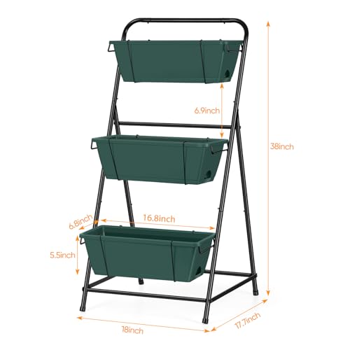 BTY Vertical Raised Garden Bed 3 Tier Garden Planter Standing Planter Box Herb Garden Planter Outdoor and Indoor for Vegetables Flowers Green - Image 3