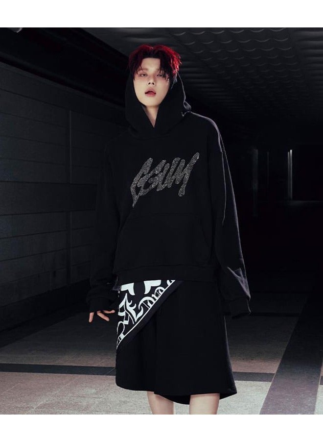 NIBEMINENT KPOP TXT Yeonjun GGUM Long Sleeve Plush Printed Hoodie Black  - Image 2