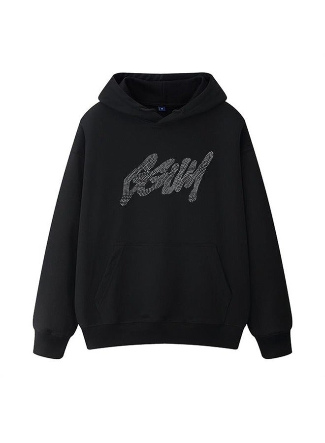 NIBEMINENT KPOP TXT Yeonjun GGUM Long Sleeve Plush Printed Hoodie Black  - Image 3