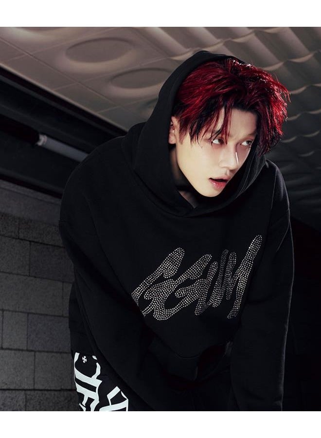 NIBEMINENT KPOP TXT Yeonjun GGUM Long Sleeve Plush Printed Hoodie Black  - Image 4
