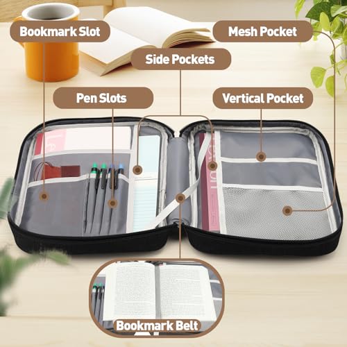 MOSLA Bible Cover Bag with for Women Men, Scripture Study Carrying Book Cover Church Bag with Handle and Pocket for Fathers Mothers Mom Kids, Catholic Church, Christian Gifts Black - Image 2