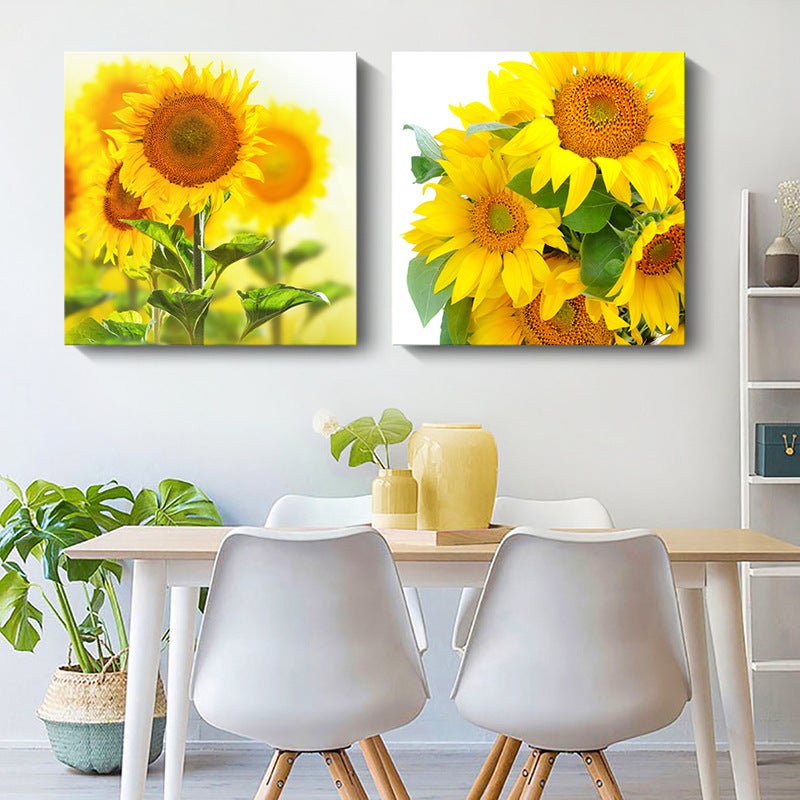 Modern Minimalist Living Room Decorative Painting Sunflower Flower Sunflower Korean Apartment B&B Square Inner Frame Frameless Painting - Image 5