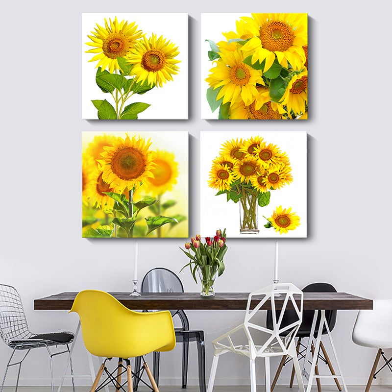 Modern Minimalist Living Room Decorative Painting Sunflower Flower Sunflower Korean Apartment B&B Square Inner Frame Frameless Painting - Image 4