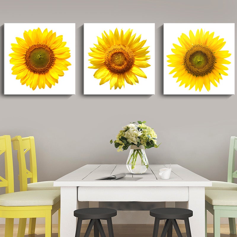 Modern Minimalist Living Room Decorative Painting Sunflower Flower Sunflower Korean Apartment B&B Square Inner Frame Frameless Painting - Image 3