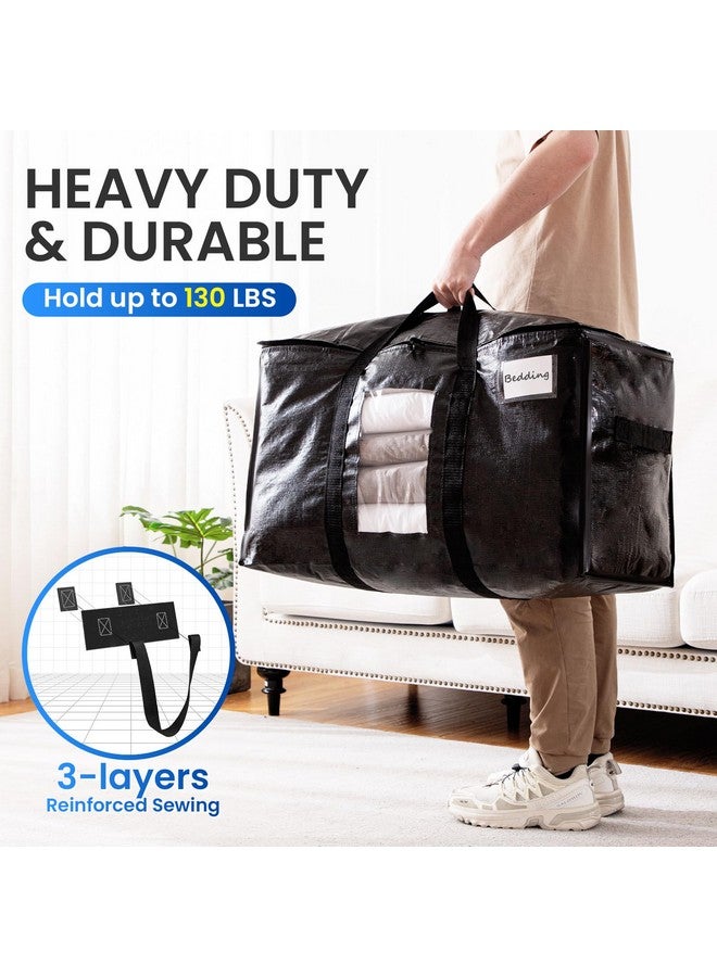 Taili TAILI Extra Large Moving Bags, 10 Pack Black Heavy Duty Totes For Storage with Visible Window, Wrap Around Handles, Storage Bags for Space Saving, Alternative to Moving Boxes  - Image 4