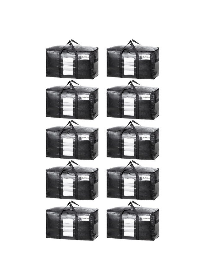 Taili TAILI Extra Large Moving Bags, 10 Pack Black Heavy Duty Totes For Storage with Visible Window, Wrap Around Handles, Storage Bags for Space Saving, Alternative to Moving Boxes  - Image 1