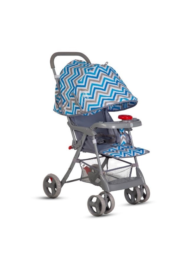 Mee Mee Baby Stroller and Pram for 0 to 3 Years | Extended Canopy with Detachable Feeding Tray | 5 Point Harness Belt | 360° Rotating Wheels with Shock Absorbent | Storage Basket for Baby/Kids (Blue) - Image 1