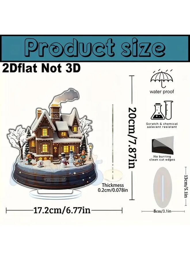 2D Flat Acrylic Christmas Village Landscape With Snow Covered Houses Color 61 3 Indoor Outdoor Decor - Image 1