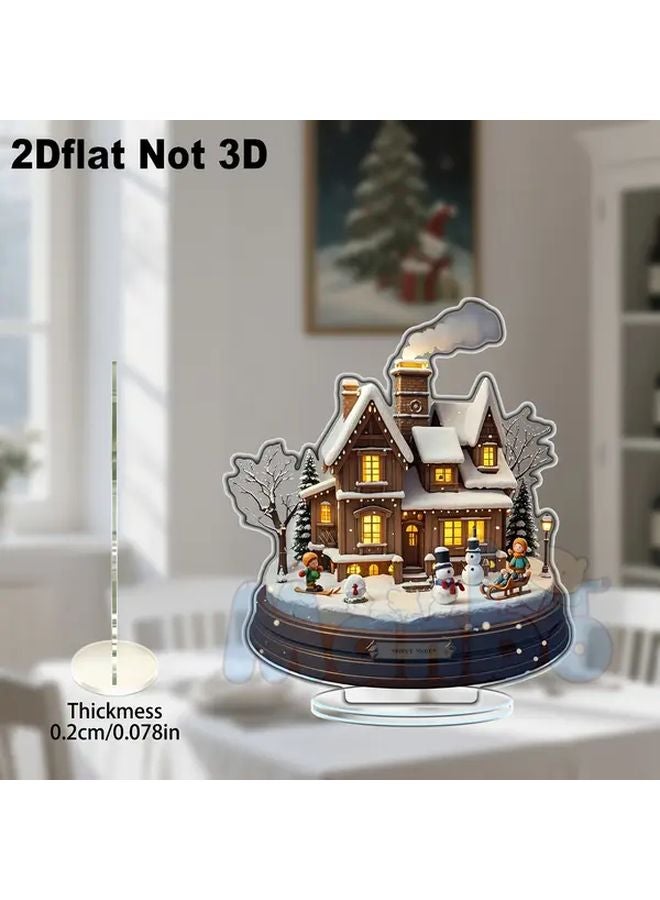 2D Flat Acrylic Christmas Village Landscape With Snow Covered Houses Color 61 3 Indoor Outdoor Decor - Image 3