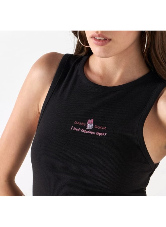 SP Characters Embroidered Daisy Duck Sleeveless Top with Crew Neck  - Image 3