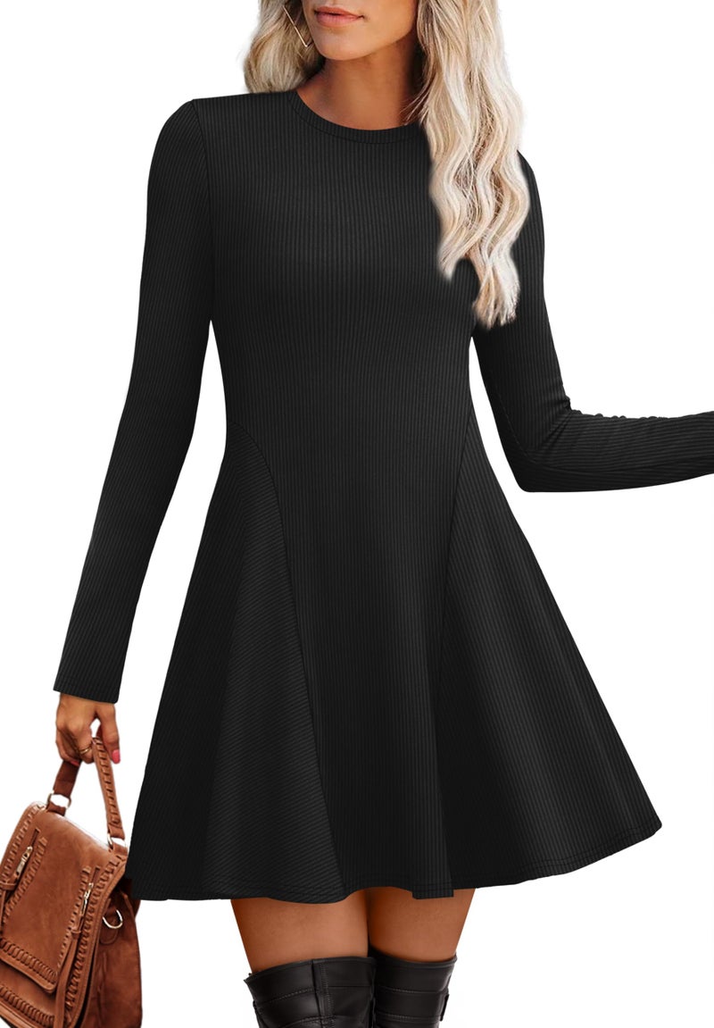 OFEEFAN Early Fall Fashion Dresses for Women 2025 Long Sleeve Dress Homecoming Dress Black Sweater Dresses Quiet Luxury Clothes L - Image 2
