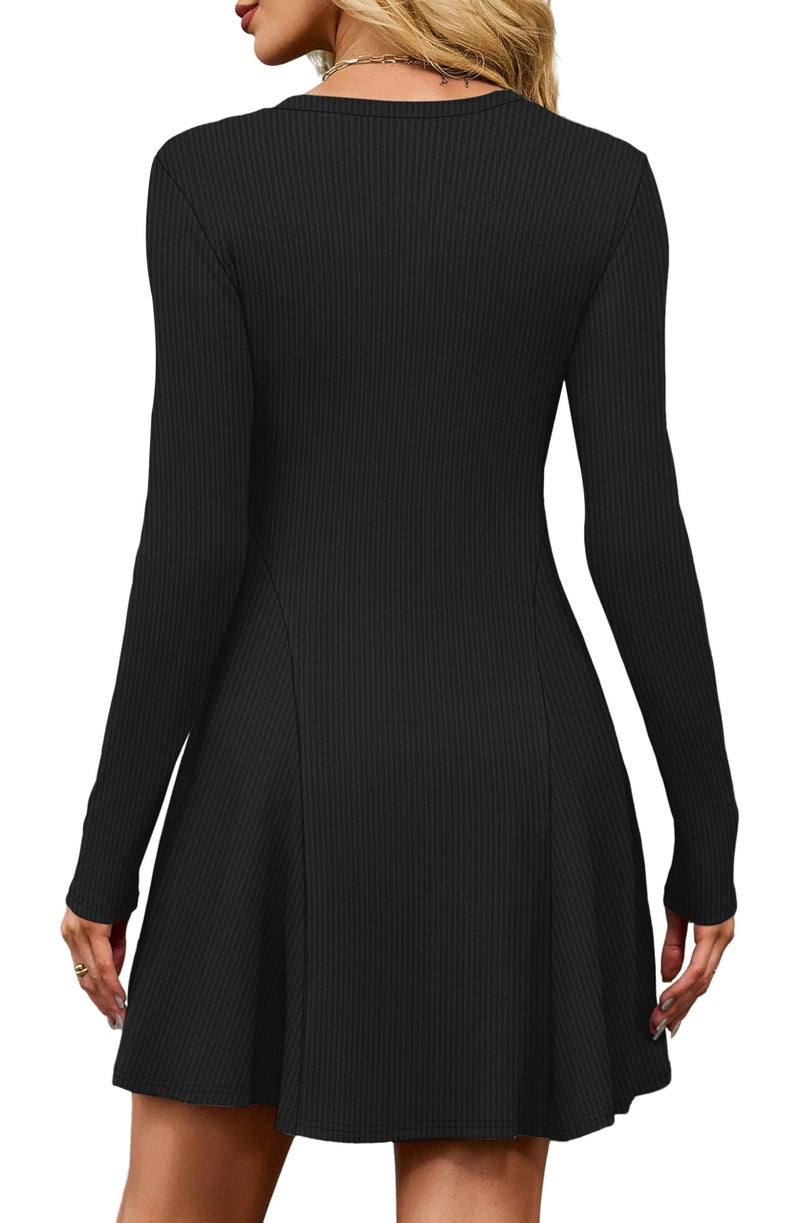 OFEEFAN Early Fall Fashion Dresses for Women 2025 Long Sleeve Dress Homecoming Dress Black Sweater Dresses Quiet Luxury Clothes L - Image 5
