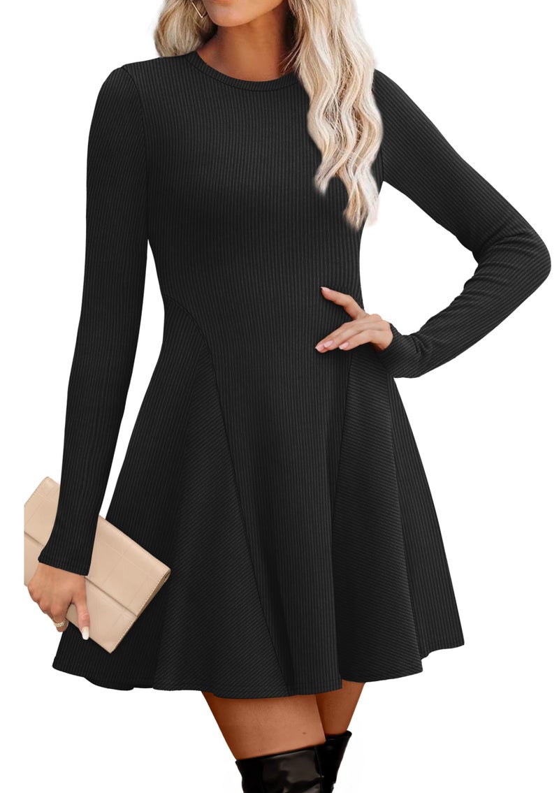 OFEEFAN Early Fall Fashion Dresses for Women 2025 Long Sleeve Dress Homecoming Dress Black Sweater Dresses Quiet Luxury Clothes L - Image 1