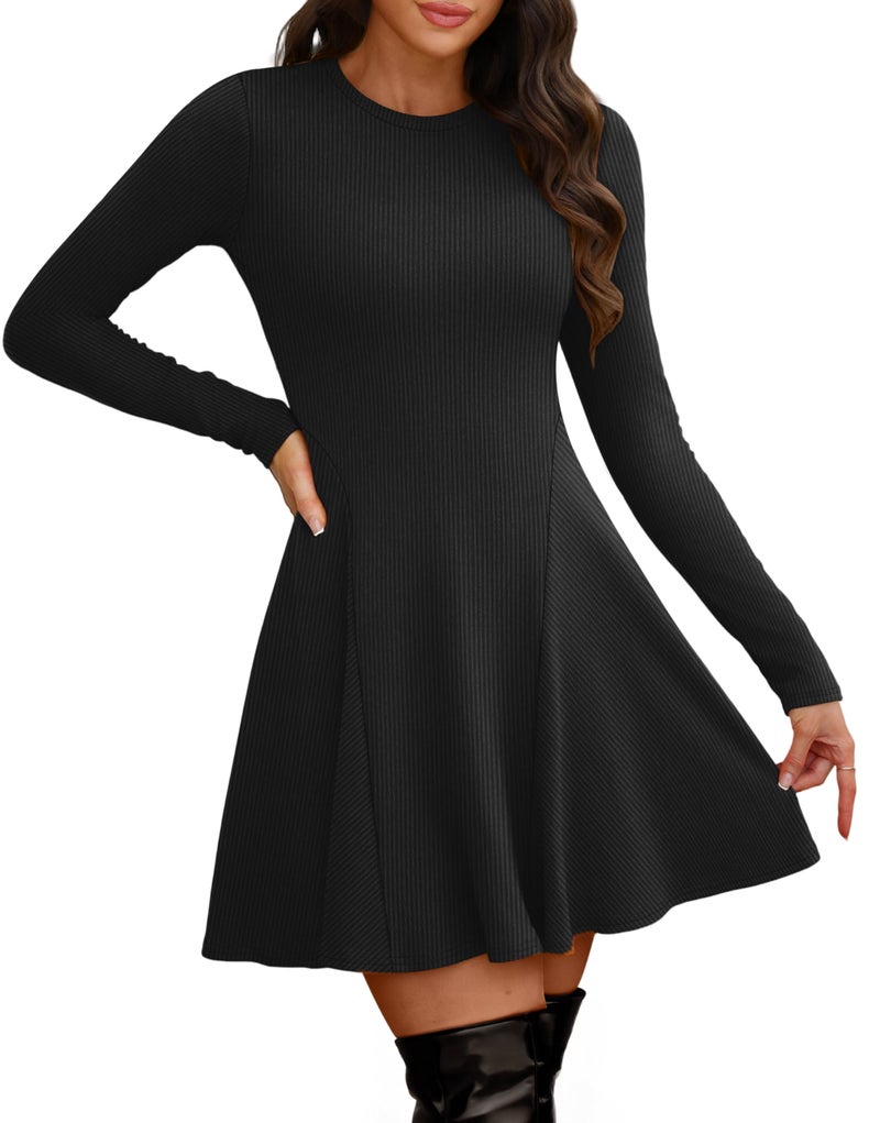 OFEEFAN Early Fall Fashion Dresses for Women 2025 Long Sleeve Dress Homecoming Dress Black Sweater Dresses Quiet Luxury Clothes L - Image 4