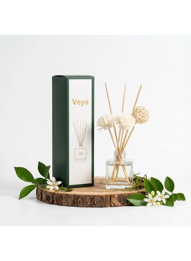 veya Via Lavender Reed Diffuser – 50ml with natural wooden reeds that gradually diffuse the fragrance - Image 2