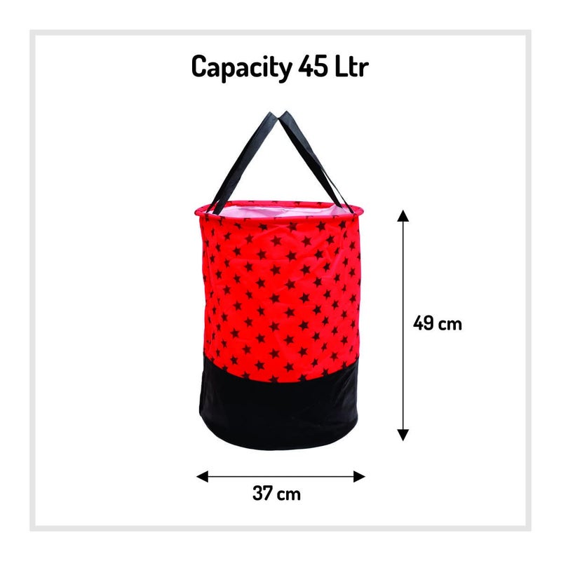 Bb Backbenchers Big Size Laundry Bag Foldable Collapsible Round Basket with Easy to Carry Handle Zipper Lid for Home Dorms Hostel Toy Storage Clothes Multicolor Print50 liters PACK OF 2 - Image 3