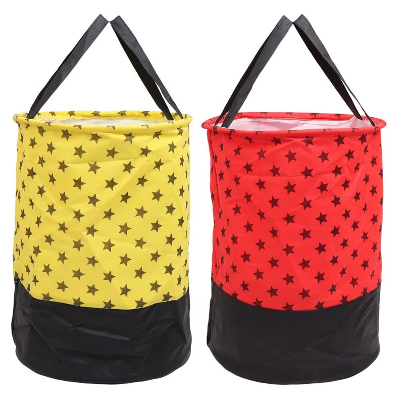 Bb Backbenchers Big Size Laundry Bag Foldable Collapsible Round Basket with Easy to Carry Handle Zipper Lid for Home Dorms Hostel Toy Storage Clothes Multicolor Print50 liters PACK OF 2 - Image 1