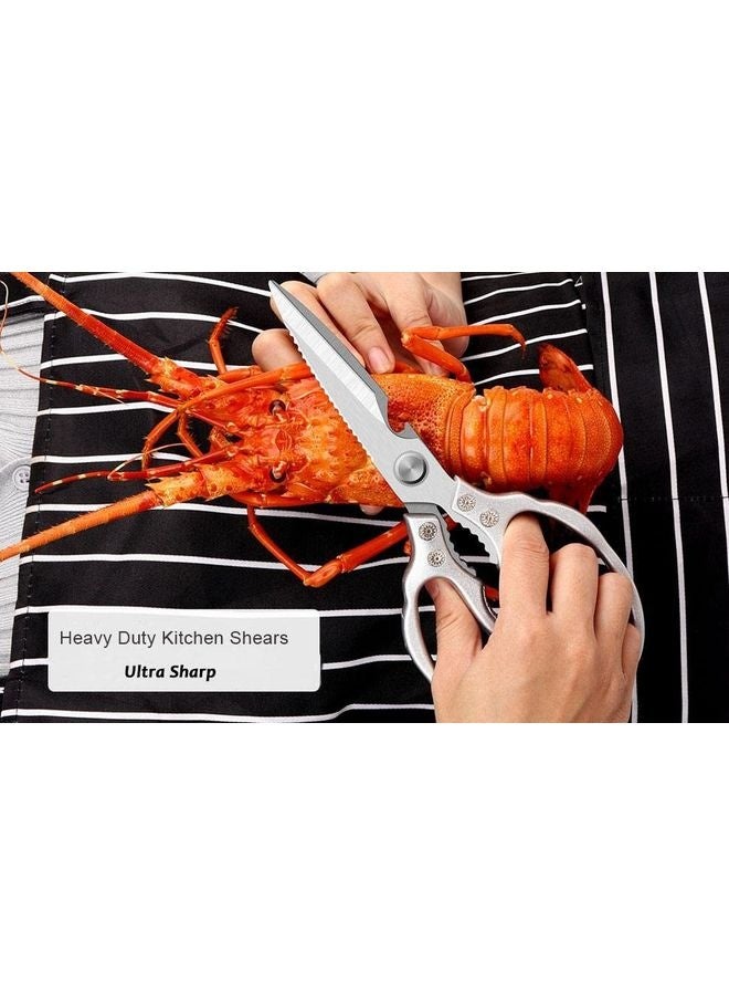 هومستر مطبخ مقص، مطبخ حاد شديد شديد مقص غسالة الأطباق آمن، ملحقات المطبخ مقص طبخ للمطبخ لحم دجاج سمك دجاج خبز عشبي (فضي) - Image 2