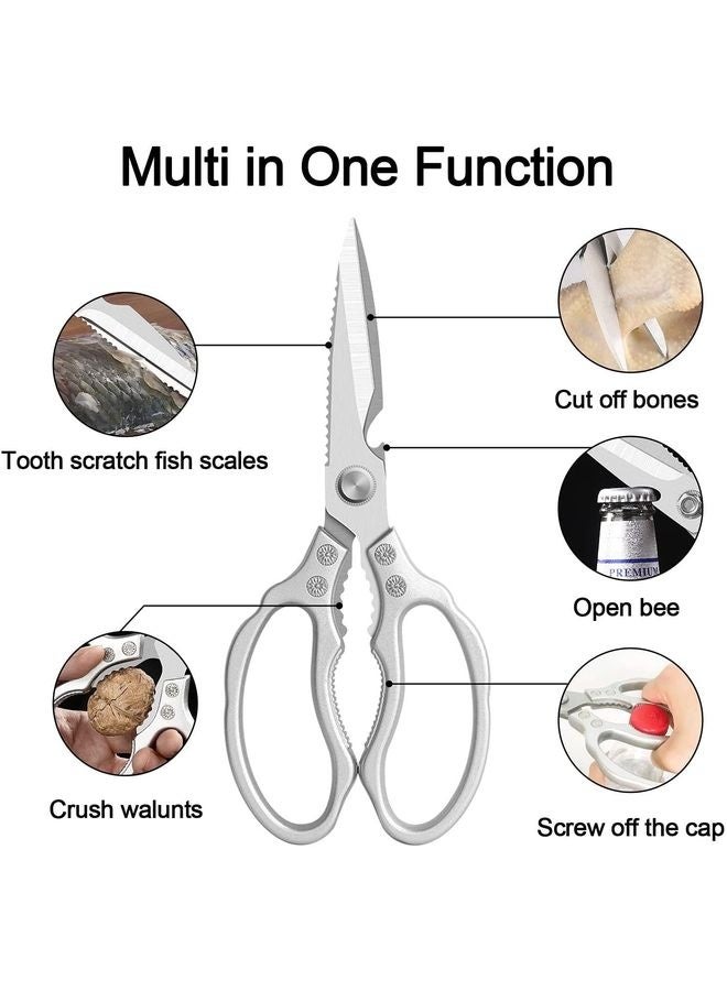 هومستر مطبخ مقص، مطبخ حاد شديد شديد مقص غسالة الأطباق آمن، ملحقات المطبخ مقص طبخ للمطبخ لحم دجاج سمك دجاج خبز عشبي (فضي) - Image 3