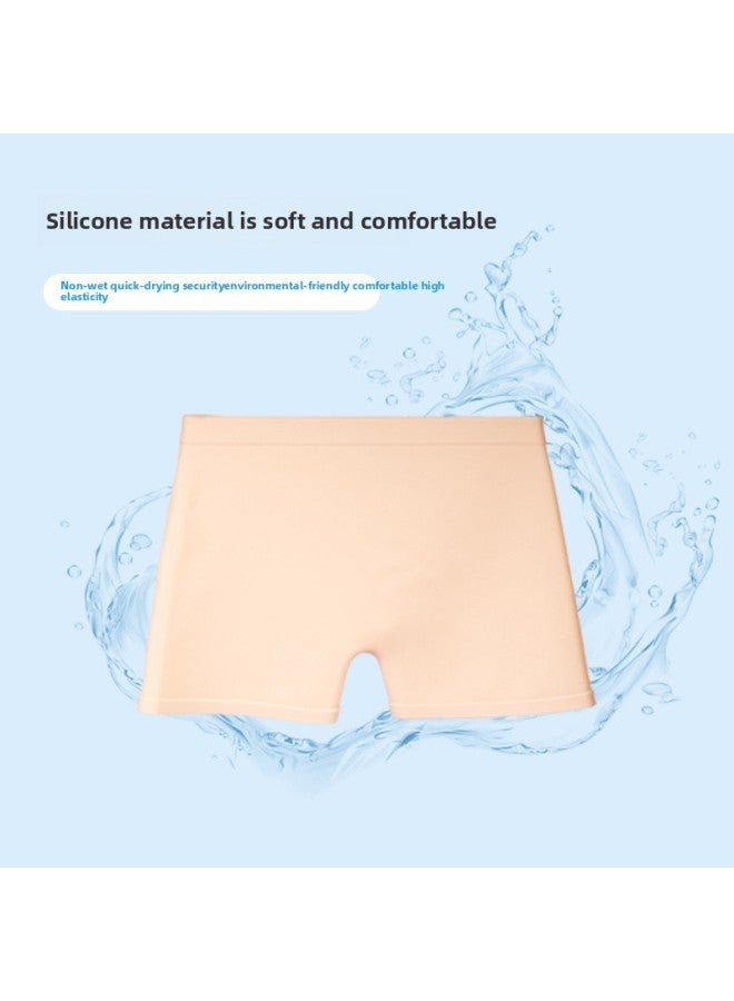 Loquat Children's Swimming Trunks Silicone Waterproof Swimming Trunks Outdoor High Elastic Swimming Trunks Boys And Girls Boxer Silicone Swimming Trunks Hot Spring Pants-Color:Blue- - Image 4