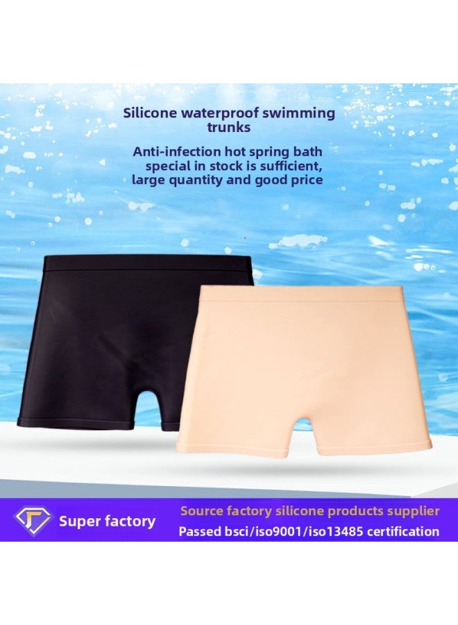 Loquat Children's Swimming Trunks Silicone Waterproof Swimming Trunks Outdoor High Elastic Swimming Trunks Boys And Girls Boxer Silicone Swimming Trunks Hot Spring Pants-Color:Blue- - Image 2