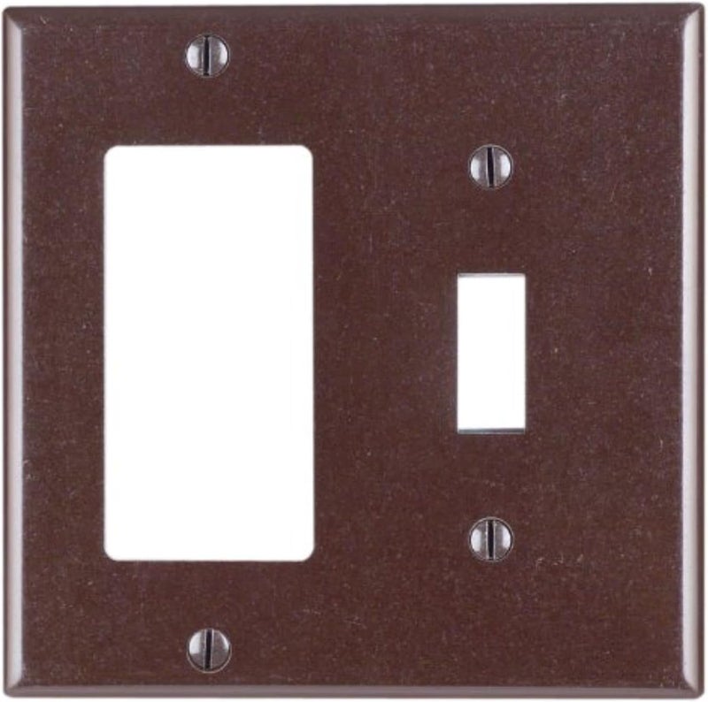 1-Toggle 1-Decora/GFCI Device Combination Wallplate, 80405, Brown