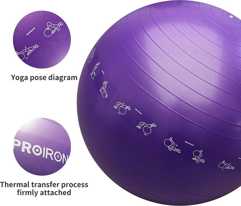PROIRON Yoga Ball Anti-Burst Exercise Ball Chair with Quick Pump Slip Resistant Gym Ball - Image 2