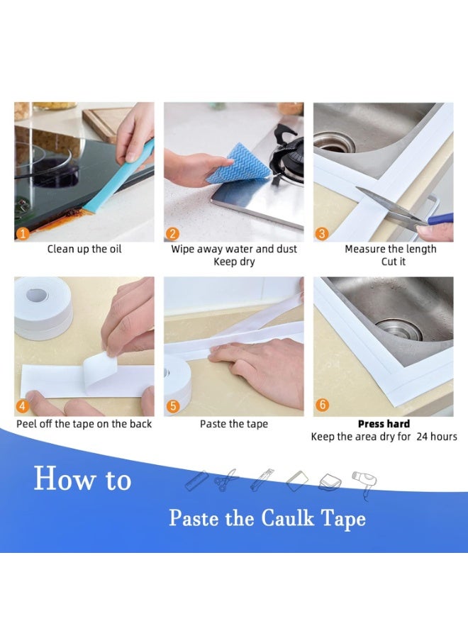 Sunspire Caulk Tape Self Adhesive,Caulking Tape for Bathroom Sealant Strip Caulk Strip,Waterproof Caulking Sealing Tape for Bathroom,Toilet,Kitchen Countertop,Bathroom,Toilet - Image 5