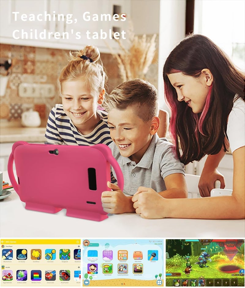 ZEKAROUL 7 inch Kids Tablet, Quad Core Android 12 2GB 32GB, Parental Control, Eye Protection, Shockproof Case, Dual Camera, WiFi, Bluetooth, Learning Tablet for Kids - K5 (Pink) - Image 4