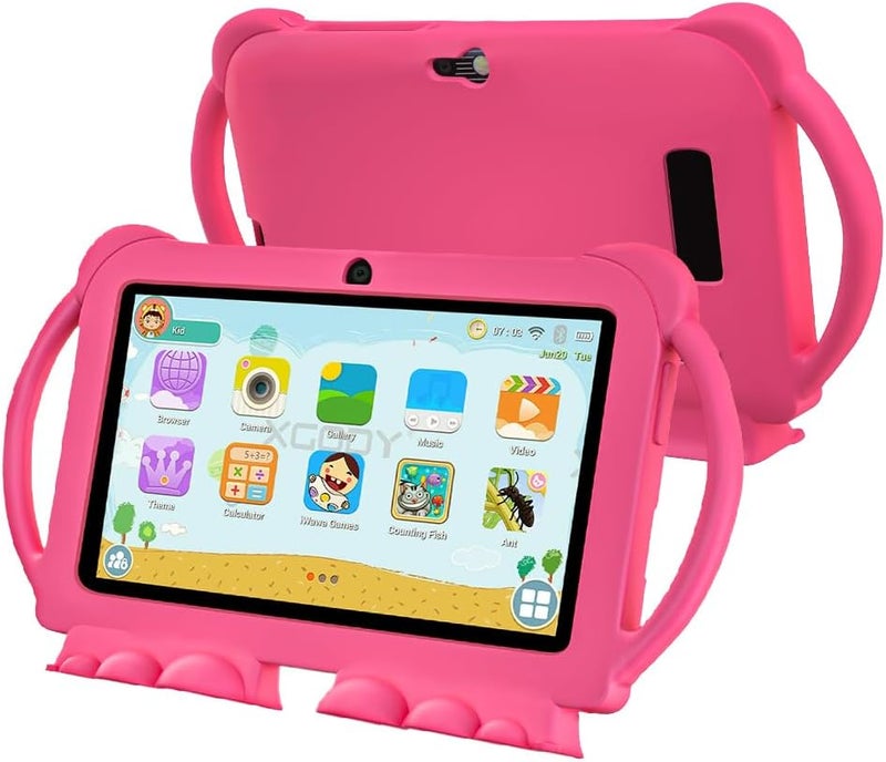 ZEKAROUL 7 inch Kids Tablet, Quad Core Android 12 2GB 32GB, Parental Control, Eye Protection, Shockproof Case, Dual Camera, WiFi, Bluetooth, Learning Tablet for Kids - K5 (Pink) - Image 1