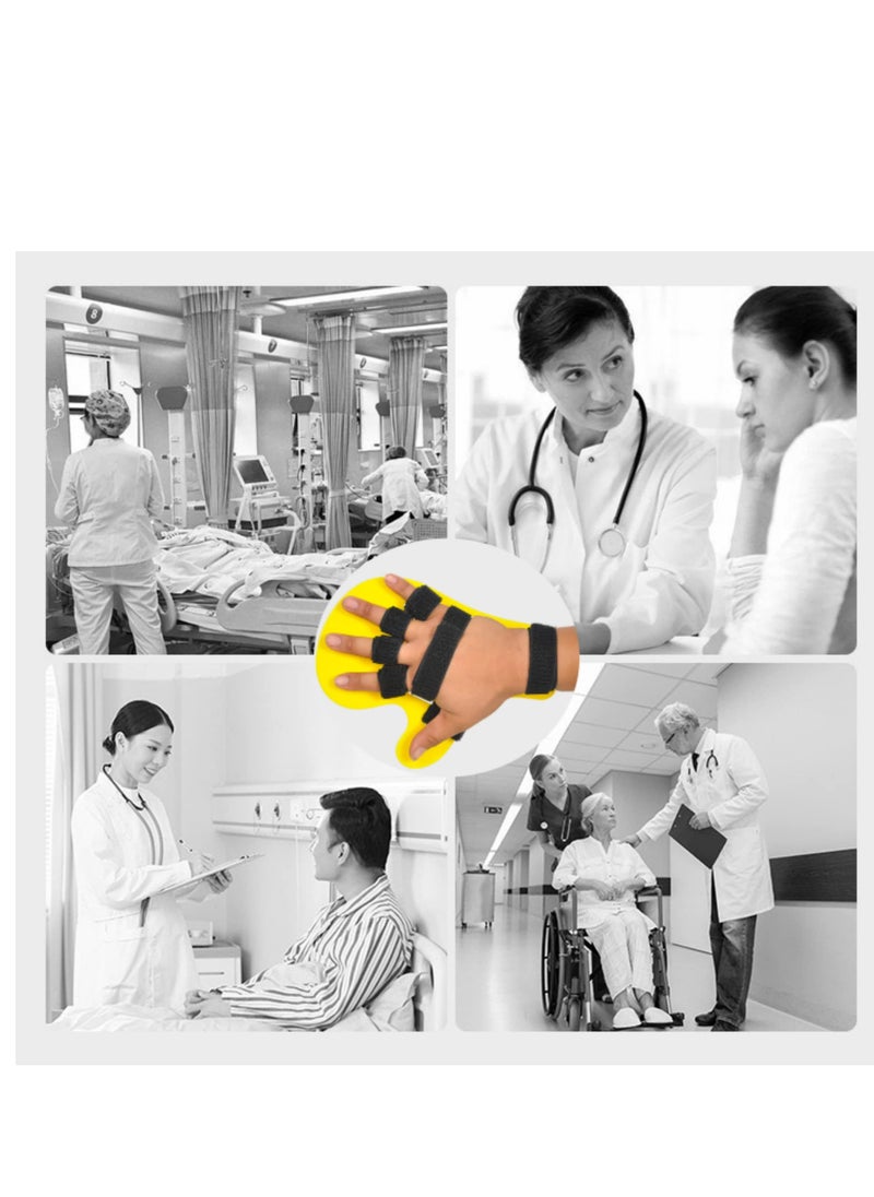 SYOSI - Finger Orthotics Fingerboard Stroke Hand Splint for Assisted Rehabilitation Adjustable Size Prevent Finger Flexion and Deformation Suitable for both left right hands Yellow - Image 1