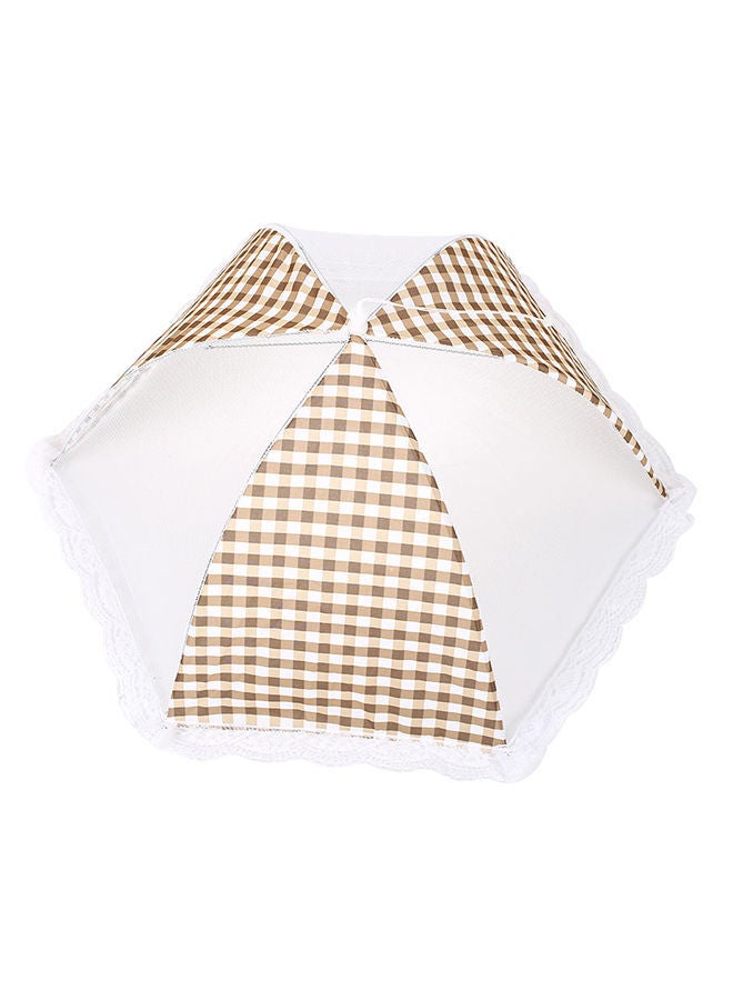 NIBEMINENT Folding Umbrella Plaid Lace Mesh Food Cover Brown/Brown 