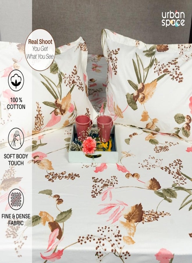 Urban Space Regal 100% Percale Cotton 200 TC Printed Bedsheet for Single Bed with 1 Pillow Cover (Size 58 x 90 inches, Cherry Blossom-Peach) - Image 3