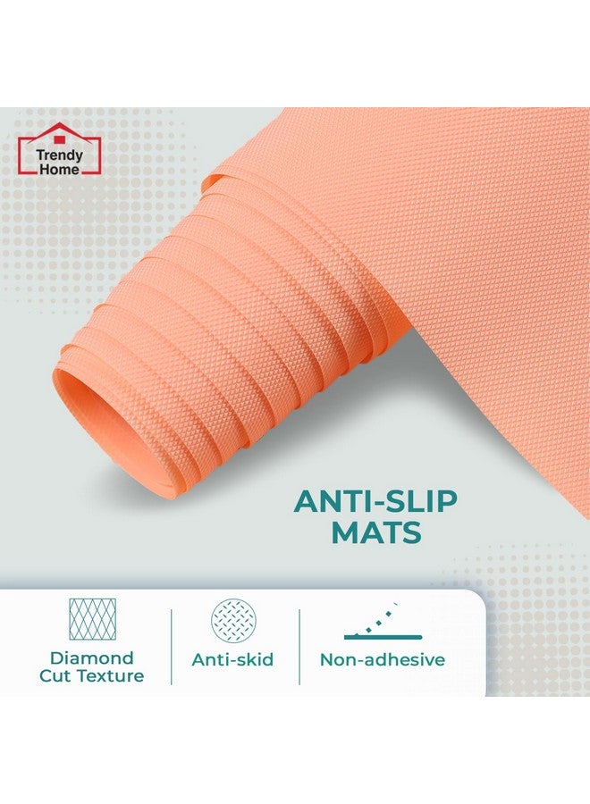 Senego by Trendy Home Anti-Slip Mat for Kitchen (45 cm x 5 m), Food Grade & Washable, Mat for Fridge, Shelves, Cupboards, EVA Shelf Liner Sheet for Drawers & Wardrobe (Diamond Texture, Peach) - Image 2