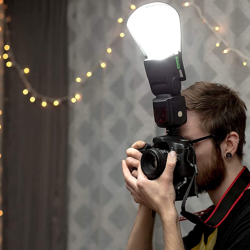 coku Camera Flash Light Diffuser Set of 3 Silver White Flash Diffuser Reflector for Flash & Camera Soft Mini Flash Bounce Diffuser Cap for Canon Nikon Sony (White, Silver) - Image 1