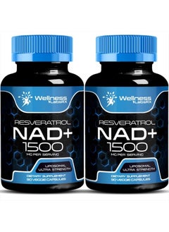 NAD Supplement, 1500mg - Liposomal NAD+ Supplement with Resveratrol, NAD Plus Boosting Supplement - Support Cellular Health, Stamina & Healthy Aging - Ultra Strength Capsules - 2 Pack