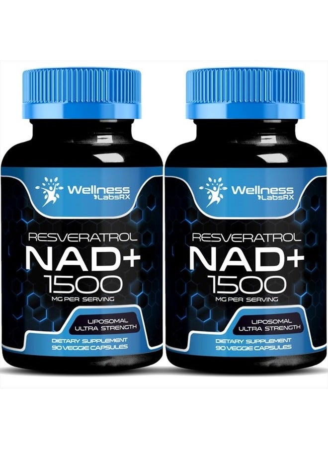 WELLNESS LABSRX - NAD Supplement, 1500mg - Liposomal NAD+ Supplement with Resveratrol, NAD Plus Boosting Supplement - Support Cellular Health, Stamina & Healthy Aging - Ultra Strength Capsules - 2 Pack - Image 1