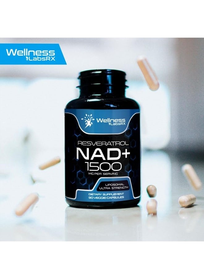 WELLNESS LABSRX - NAD Supplement, 1500mg - Liposomal NAD+ Supplement with Resveratrol, NAD Plus Boosting Supplement - Support Cellular Health, Stamina & Healthy Aging - Ultra Strength Capsules - 2 Pack - Image 1