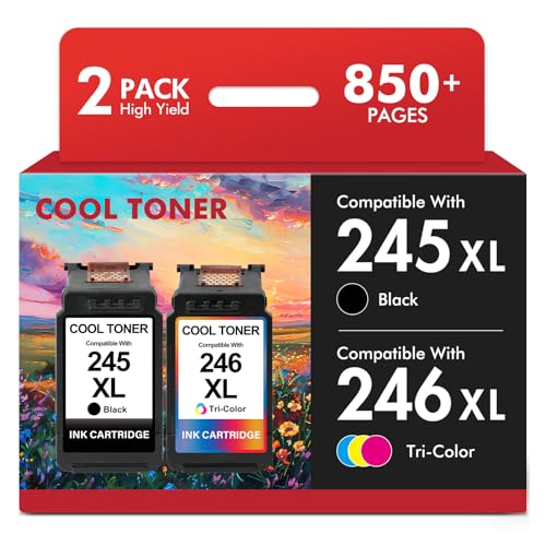 Cool Toner 245XL 246XL Combo Pack Ink 245 and 246 for Canon Printer MG2522 MX490 Replacement for Canon Pixma MX492 TS3322 TR4520 TR4500 TS3122 PG-245XL CL-246XL PG245 CL246 (2 Pack Black Tri-Color) - Image 1