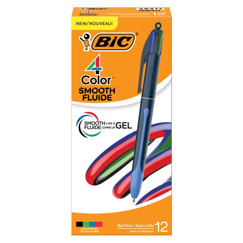 BIC 4Color Smooth Retractable Ballpoint Pen with 10 mm Point 12Count in Assorted Ink Colors - Image 2
