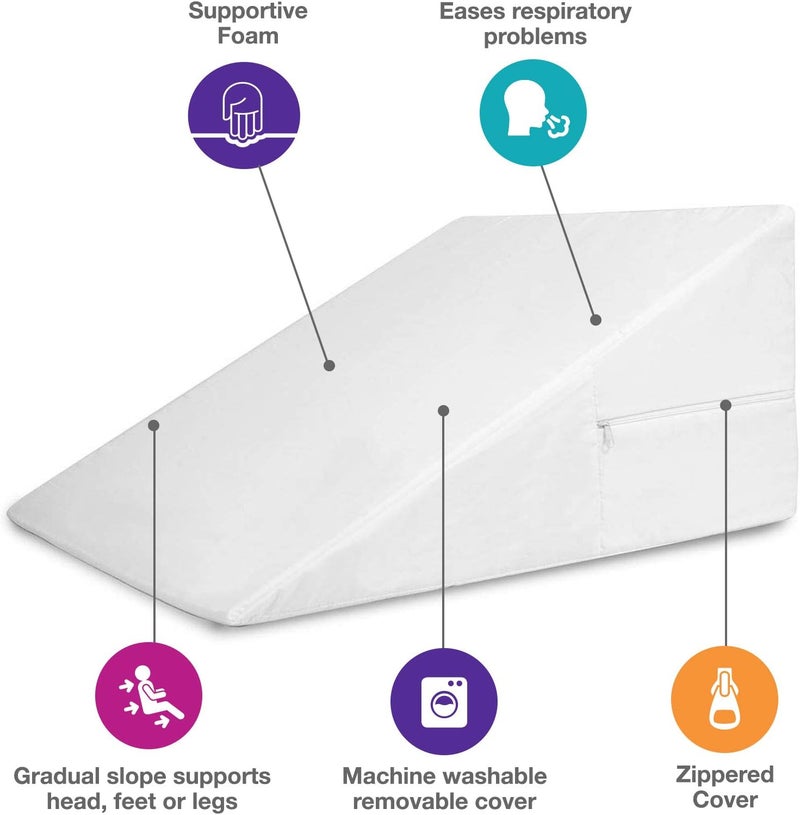 DMI وسادة دمي المائلة وسادة مثلثية مع انحدار مرتفع لآلام الرقبة والصداع والارتجاع ودعم الكتفين وآلام الظهر ودعم القدم وآلام الركبة أو متلازمة الساق غير المستقرة 24x24x12 بوصة عبوة من 2 - Image 4