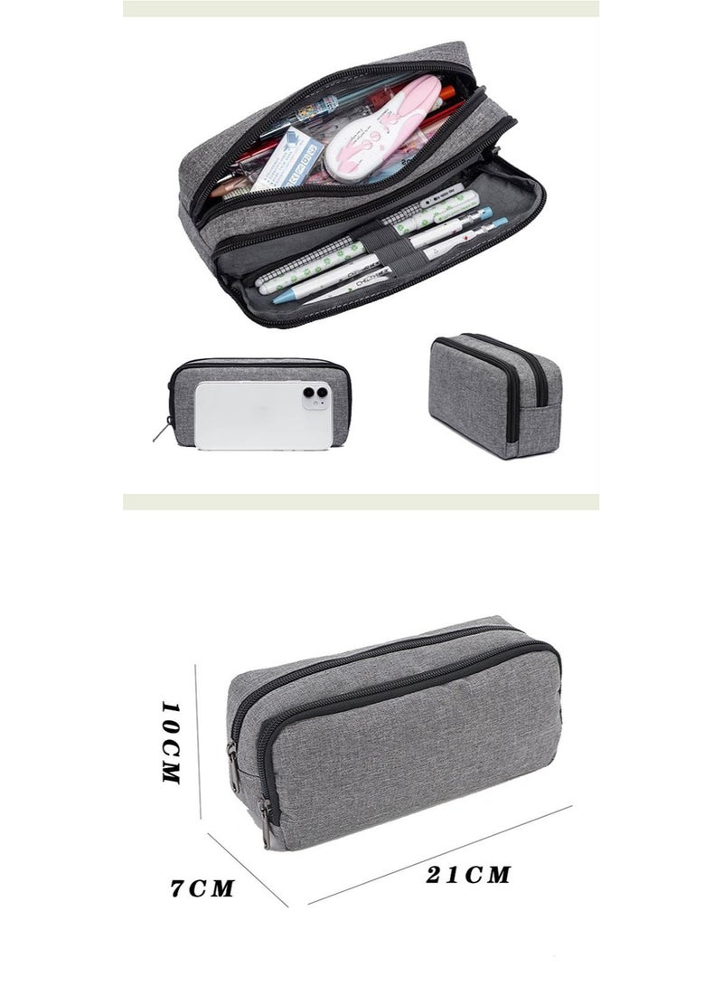 Pencil Case Large Capacity Pencil Bag Beautiful Pencil Bag Office Stationery Storage Bag Simple and Sturdy Multifunctional Pencil Bag - Gray - Image 2